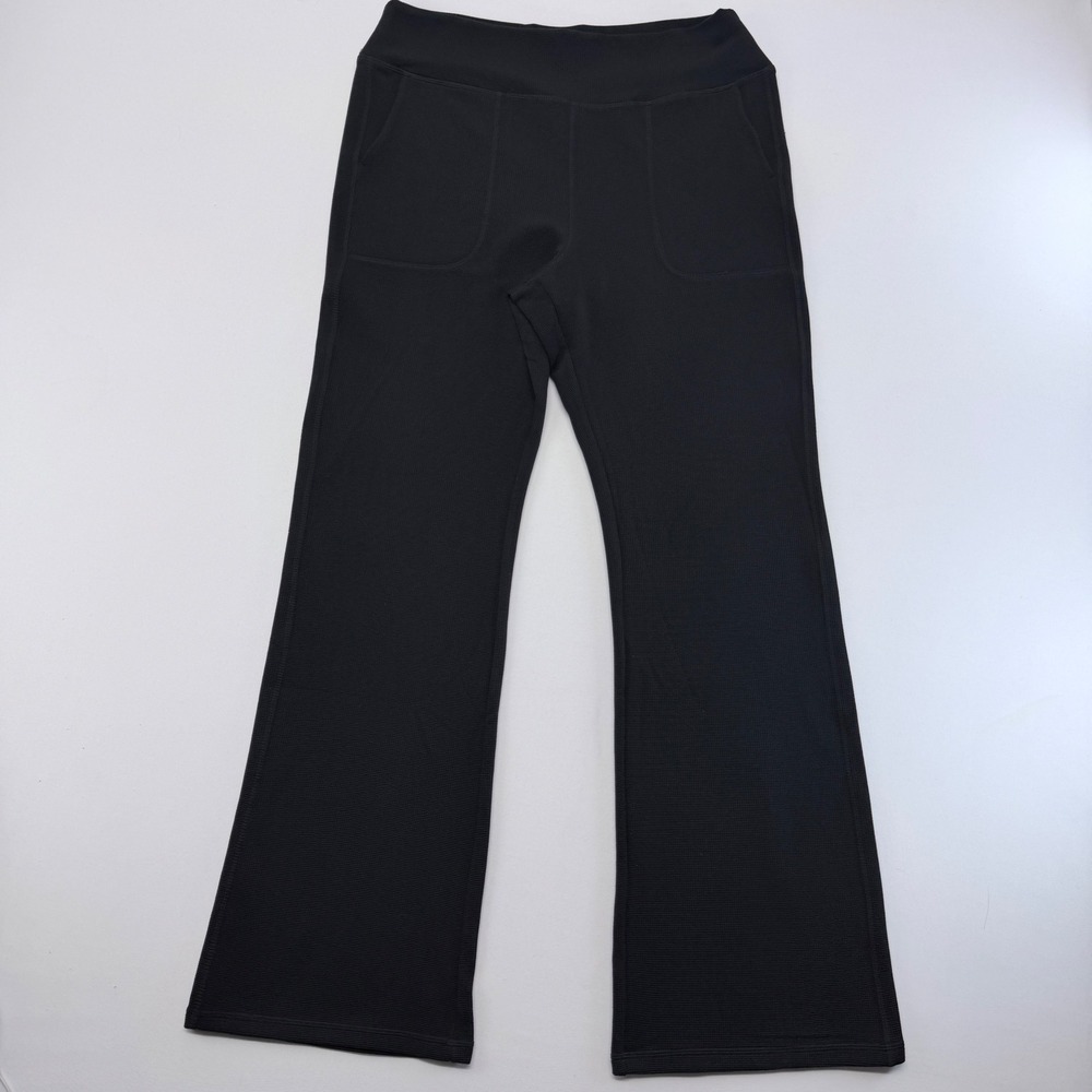 Calvin Klein Performance Black Waffle Knit Flare Pants XL Wicking Stretch